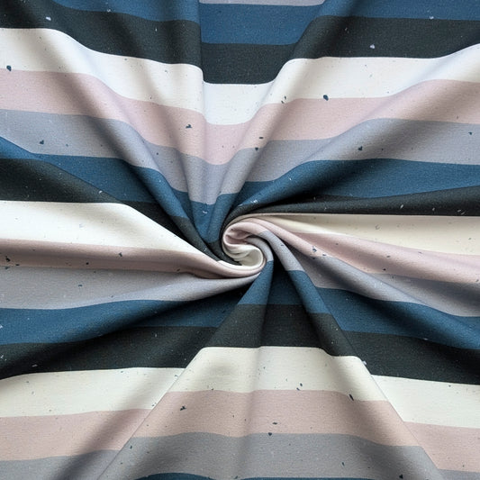 French Terry Blockstreifen blau