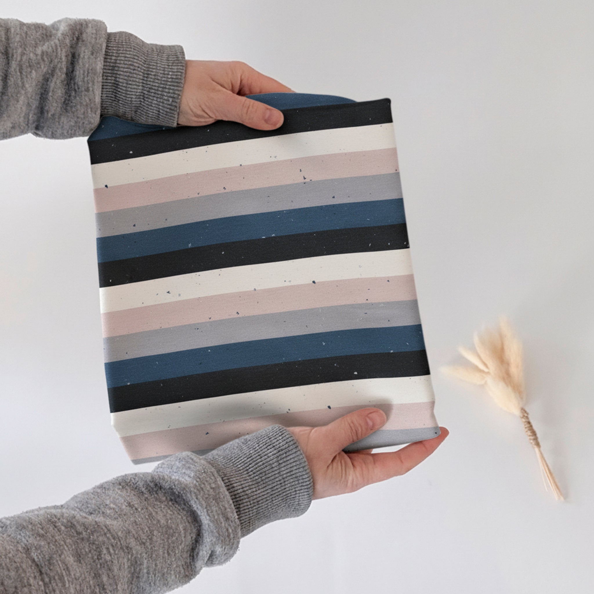 French Terry Blockstreifen blau