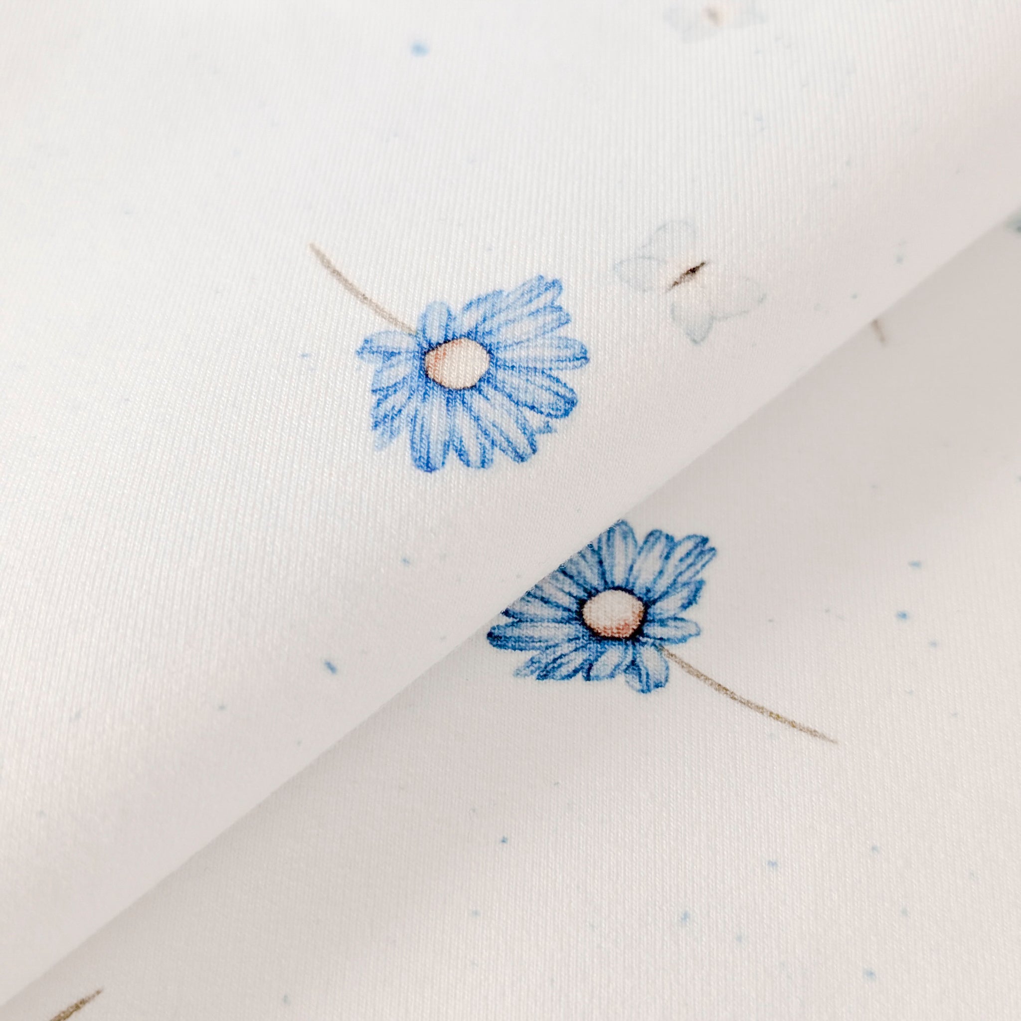 French Terry Blue Blossom (Blumen)