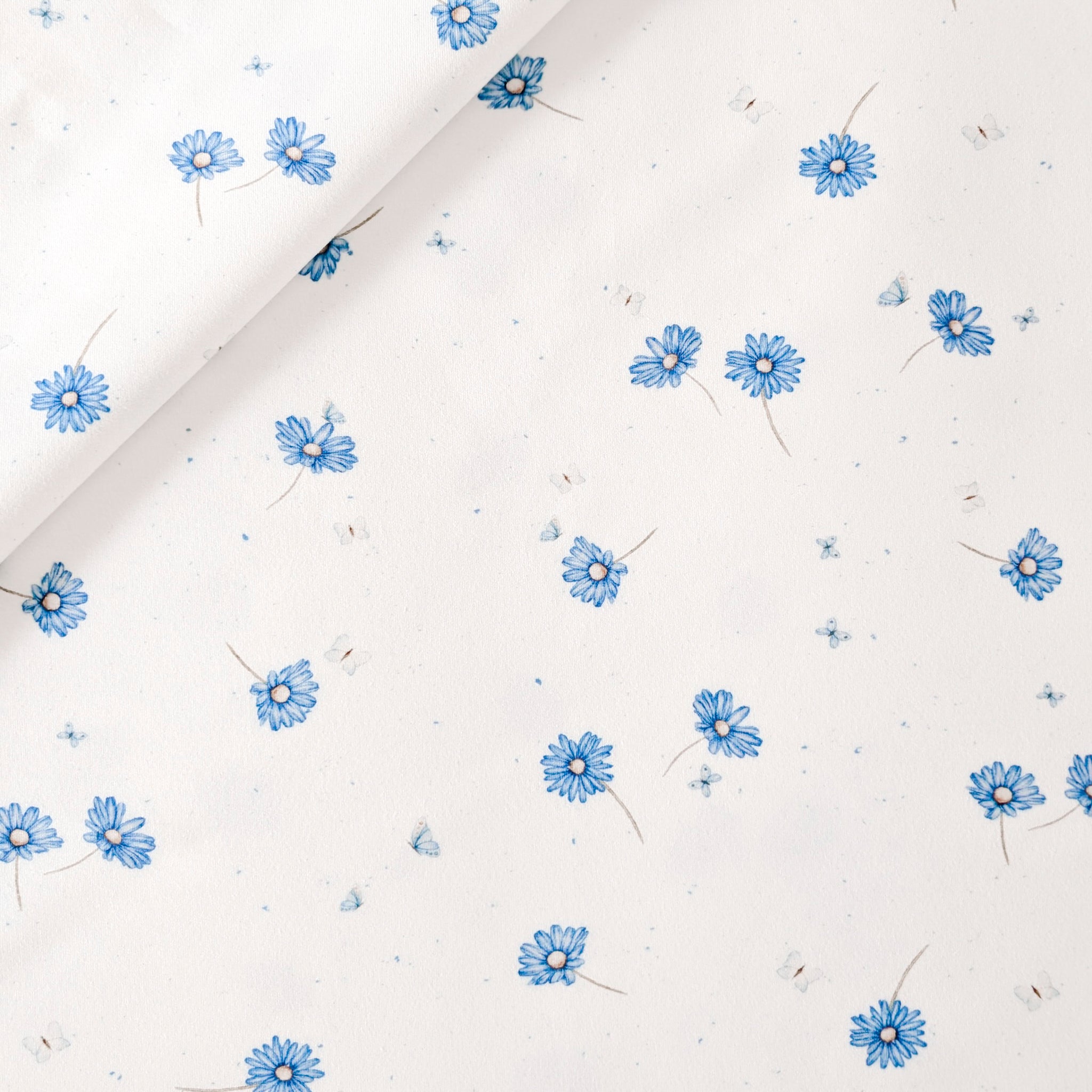 French Terry Blue Blossom (Blumen)