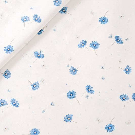 French Terry Blue Blossom (Blumen)