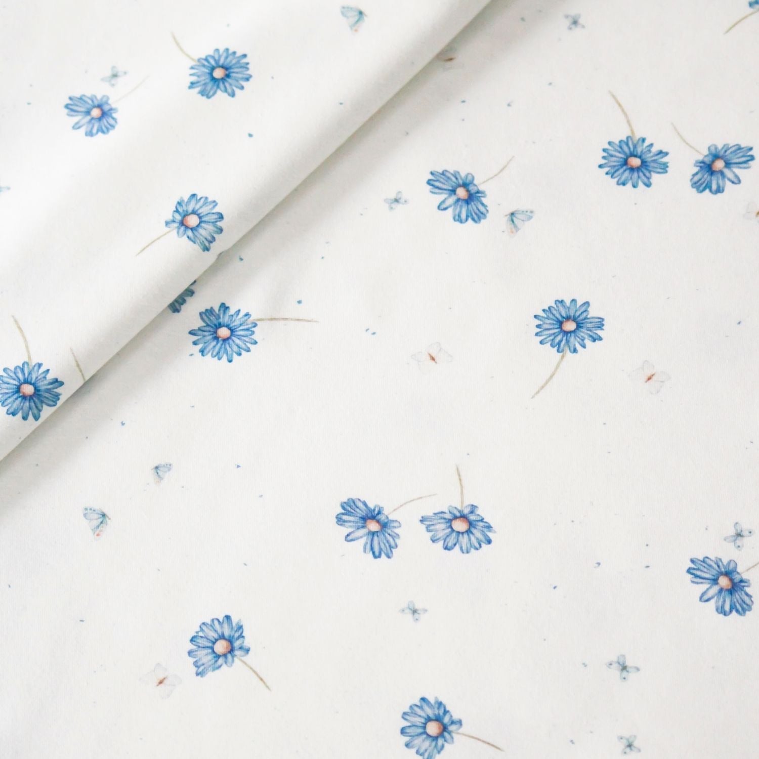 French Terry Blue Blossom (Blumen)