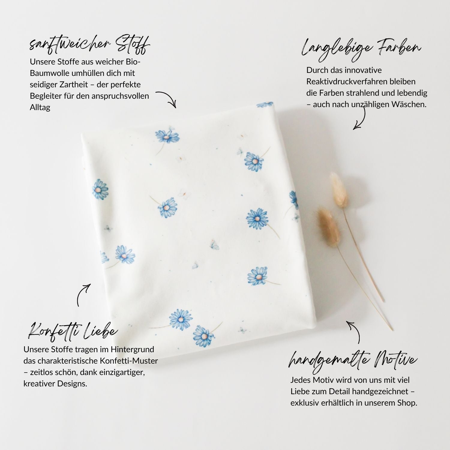 French Terry Blue Blossom (Blumen)