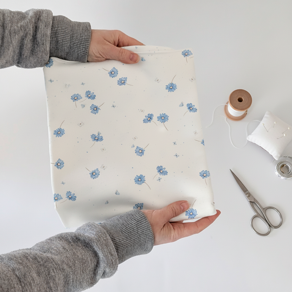 French Terry Blue Blossom (Blumen)