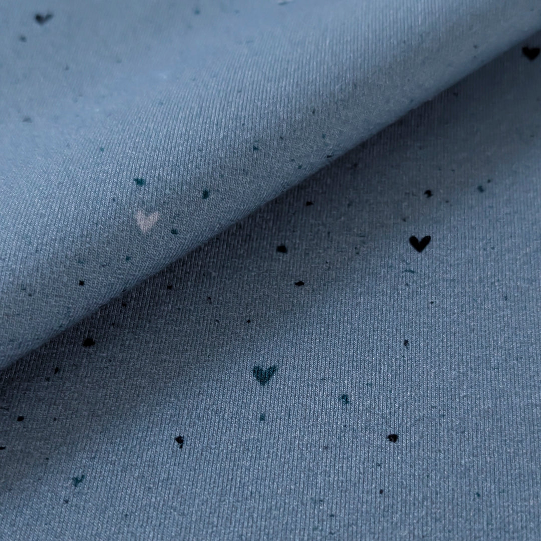 French Terry Blue Heart Konfetti