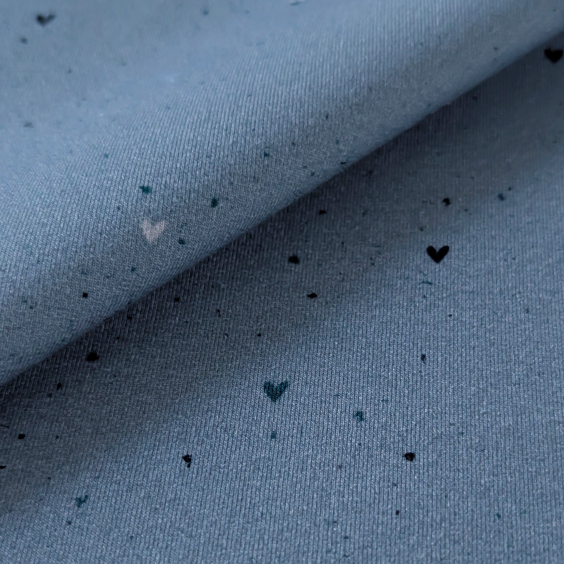 French Terry Blue Heart Konfetti