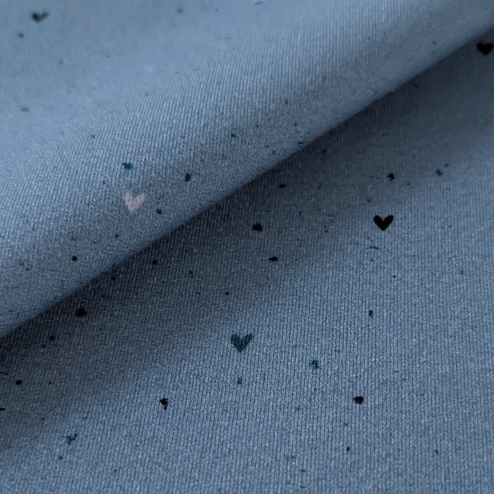 French Terry Blue Heart Konfetti