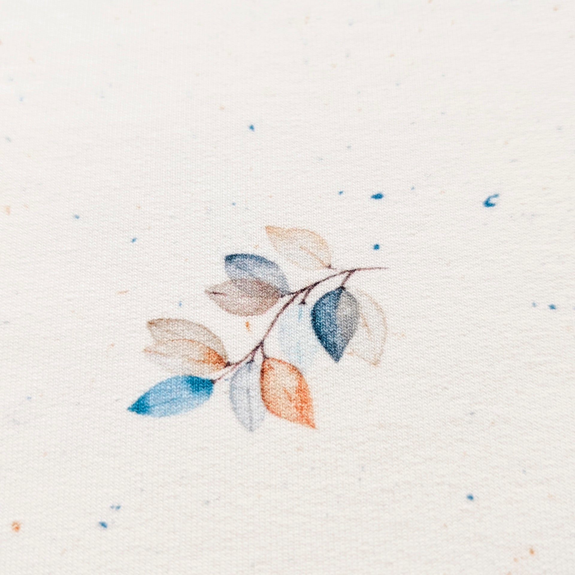 French Terry Blue Leaves