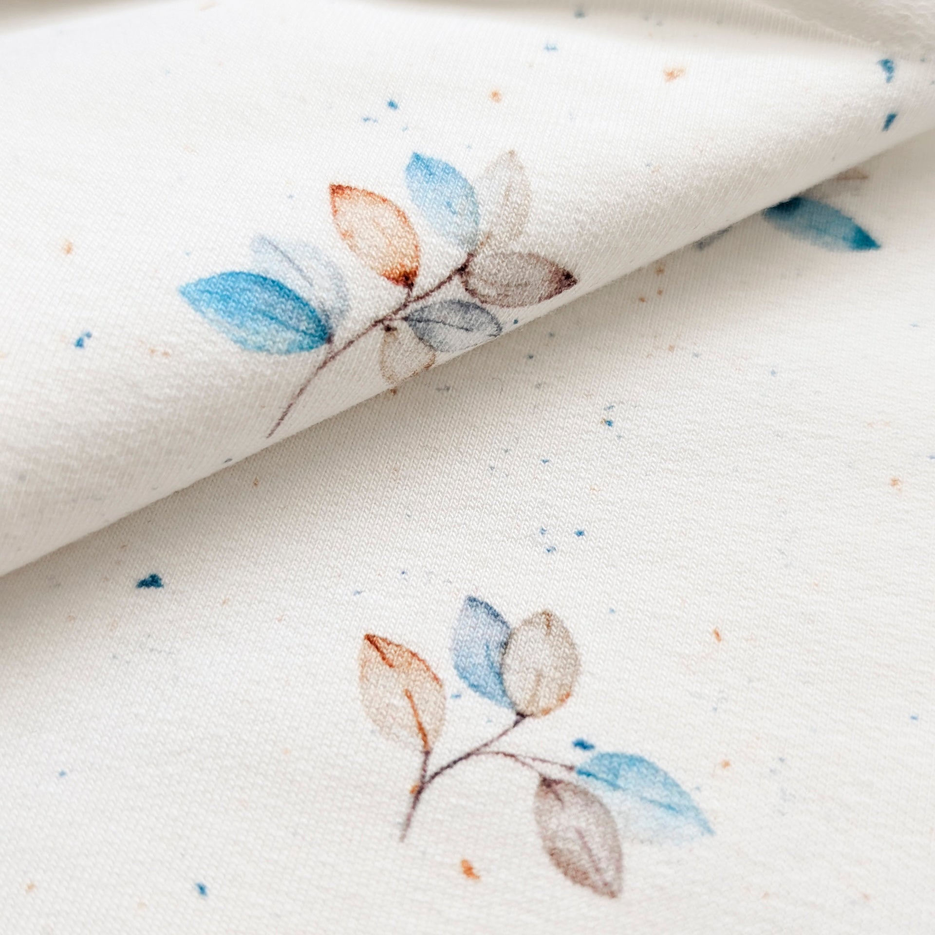 French Terry Blue Leaves