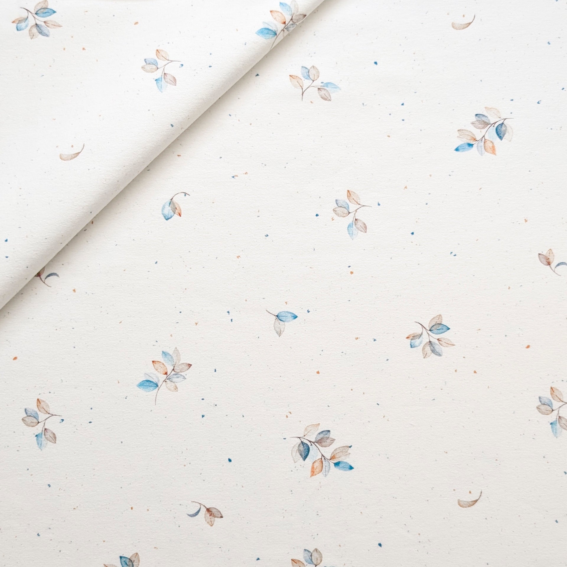 French Terry Blue Leaves