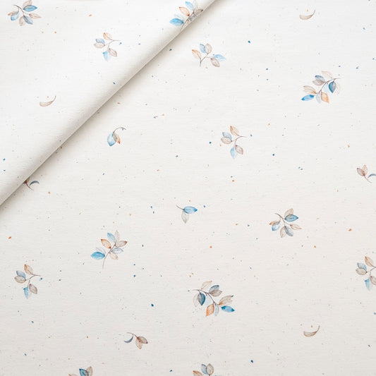 French Terry Blue Leaves