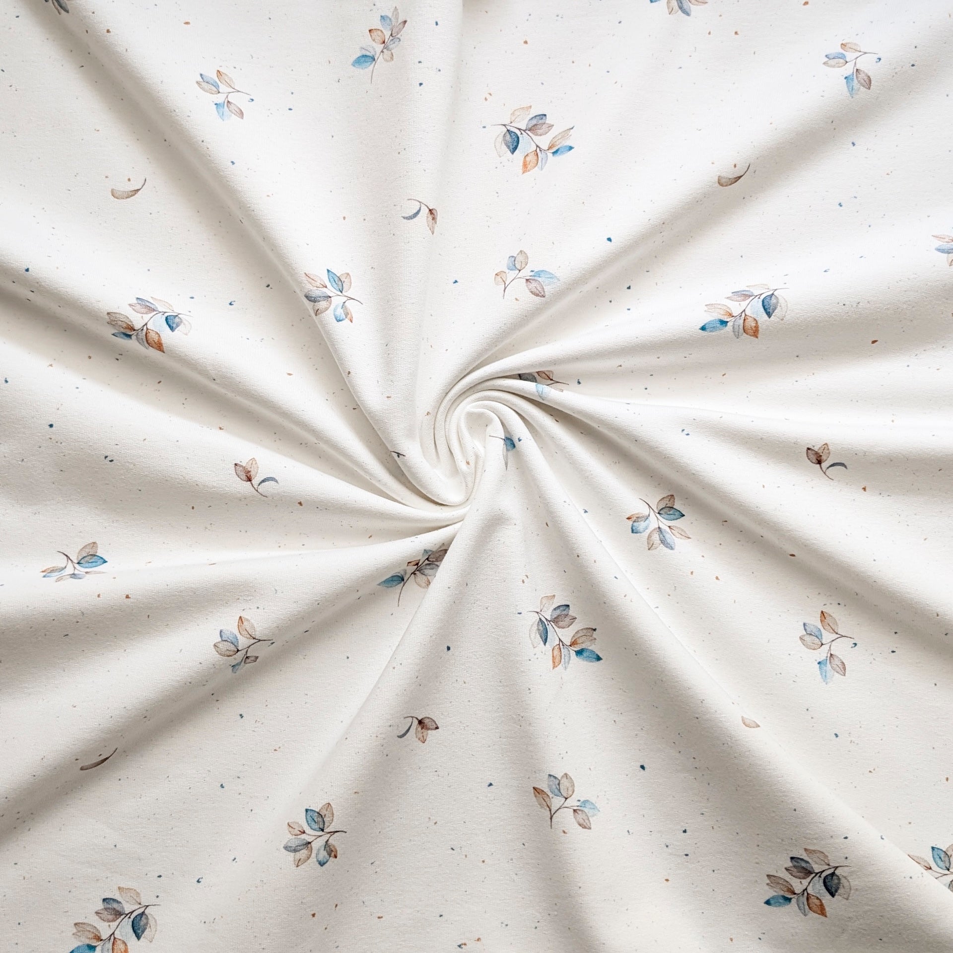 French Terry Blue Leaves