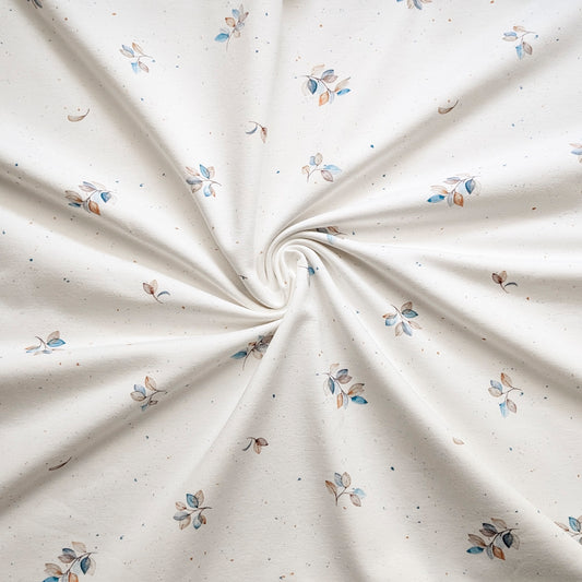 French Terry Blue Leaves