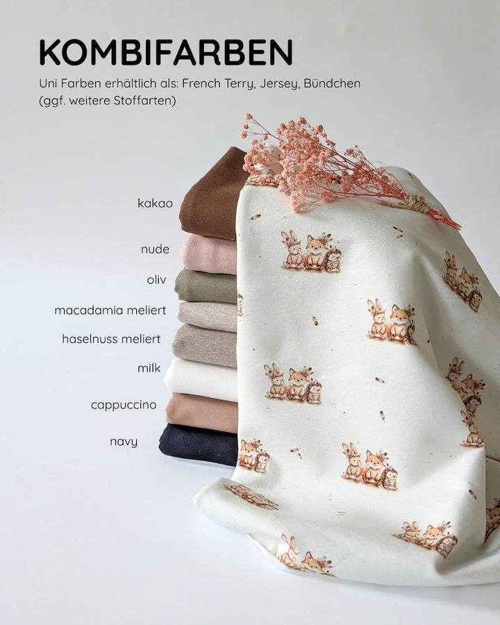 Vorbestellung French Terry Boho Tiere creme