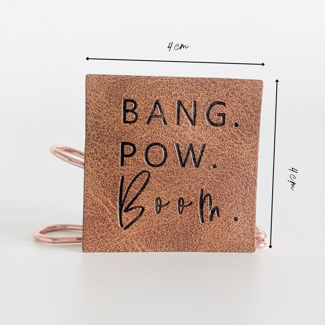 Kunstlederlabel "Bang Pow Boom"