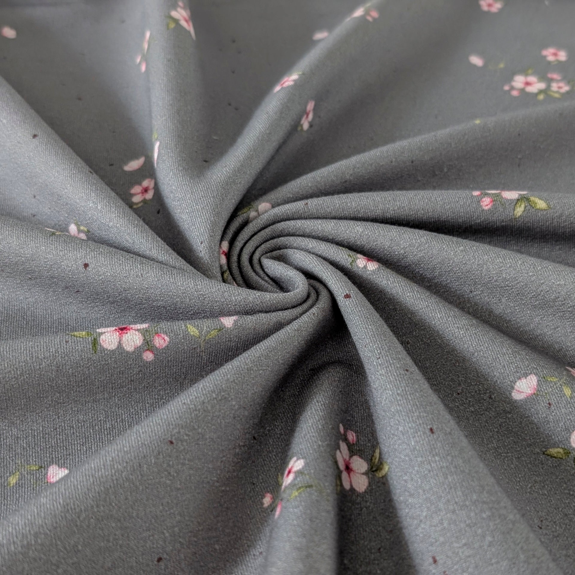 French Terry Cherry Garden grau