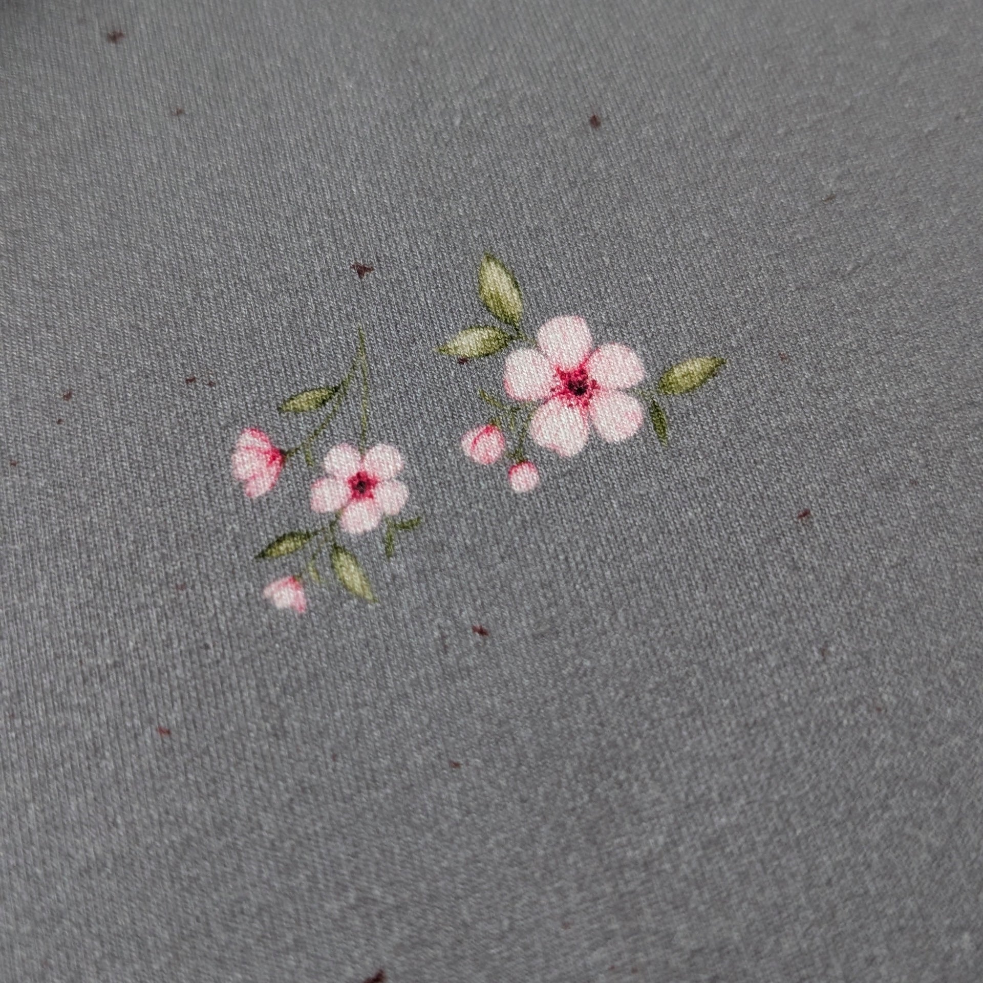 French Terry Cherry Garden grau