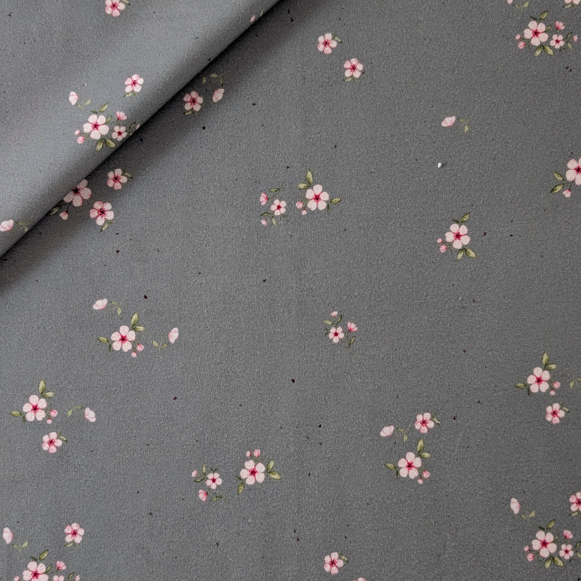 French Terry Cherry Garden grau