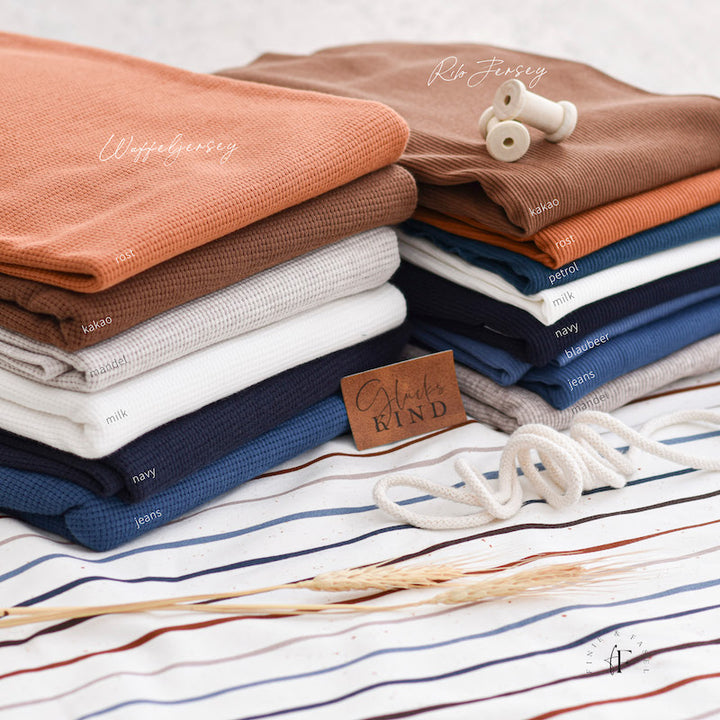 Jersey Konfetti Stripes Coffee Blue