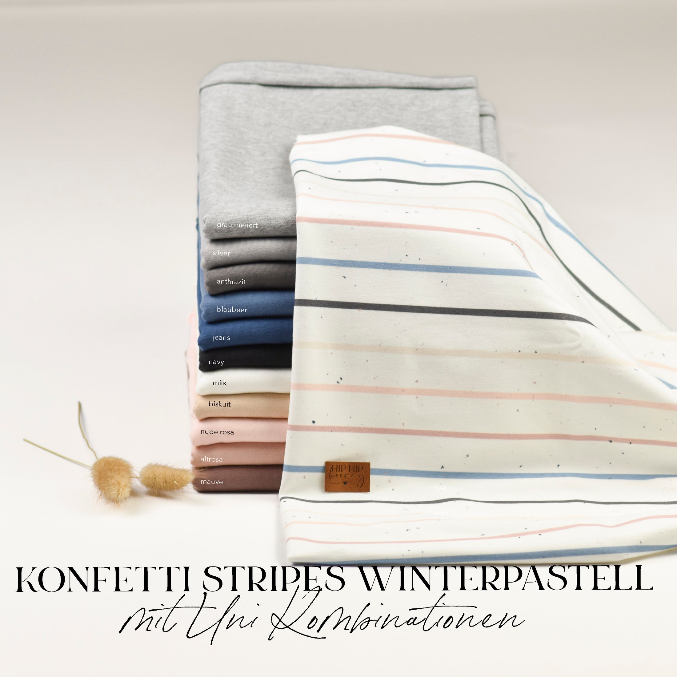 French Terry Konfetti Stripes Winterpastell