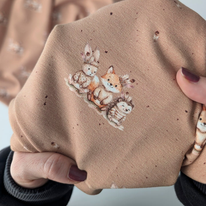 Vorbestellung French Terry Boho Tiere hellbraun