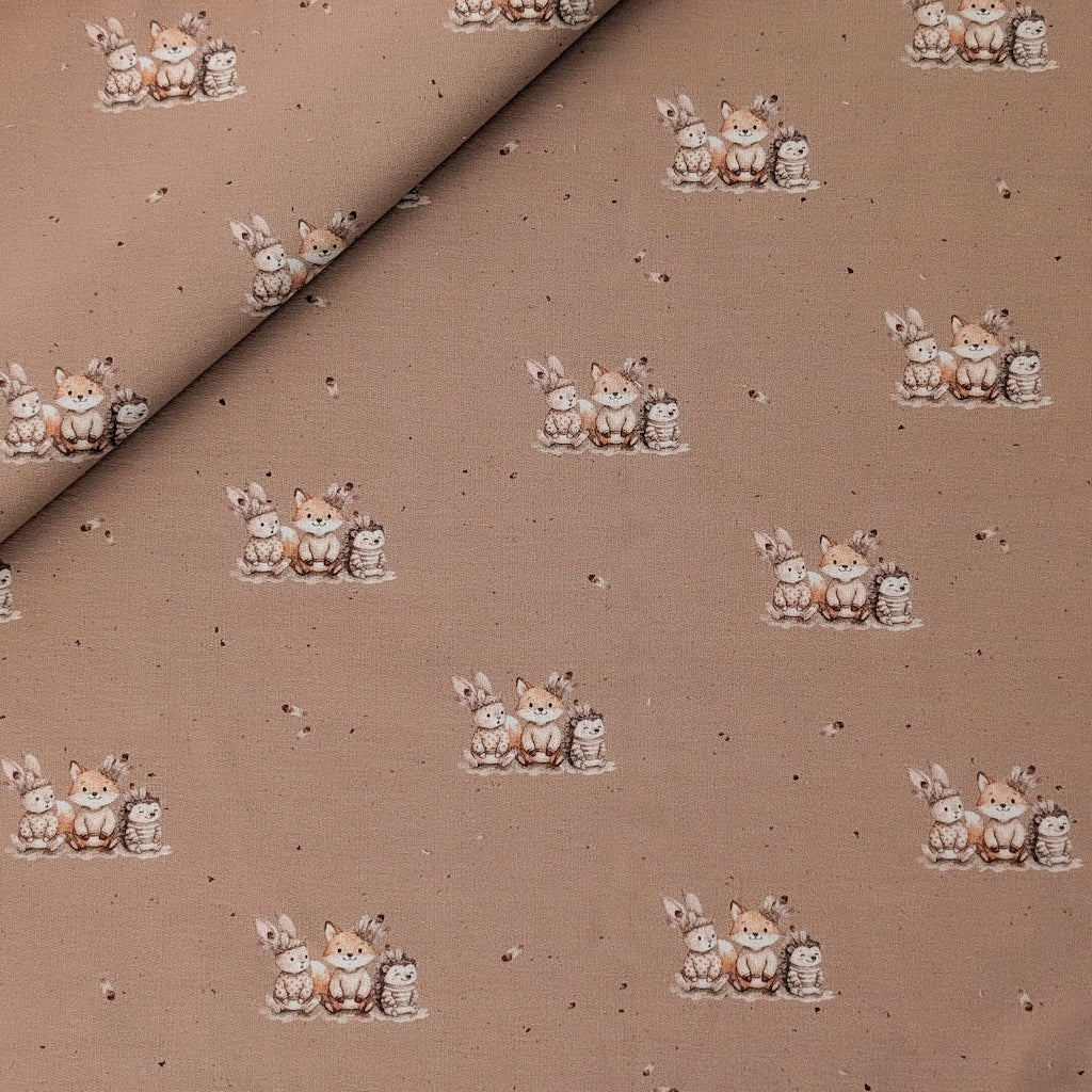 Vorbestellung French Terry Boho Tiere hellbraun