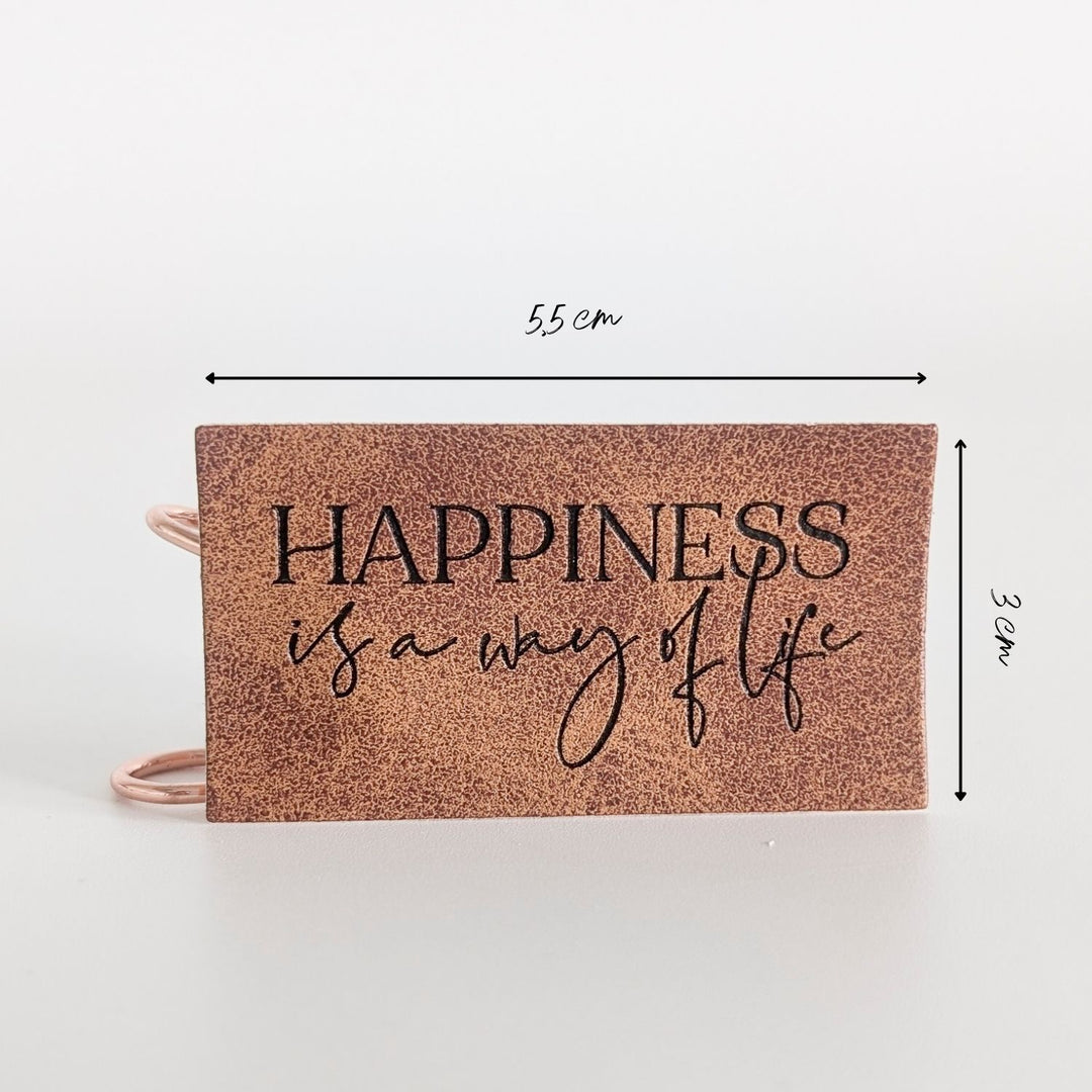 Kunstlederlabel "Happiness is a way of life"