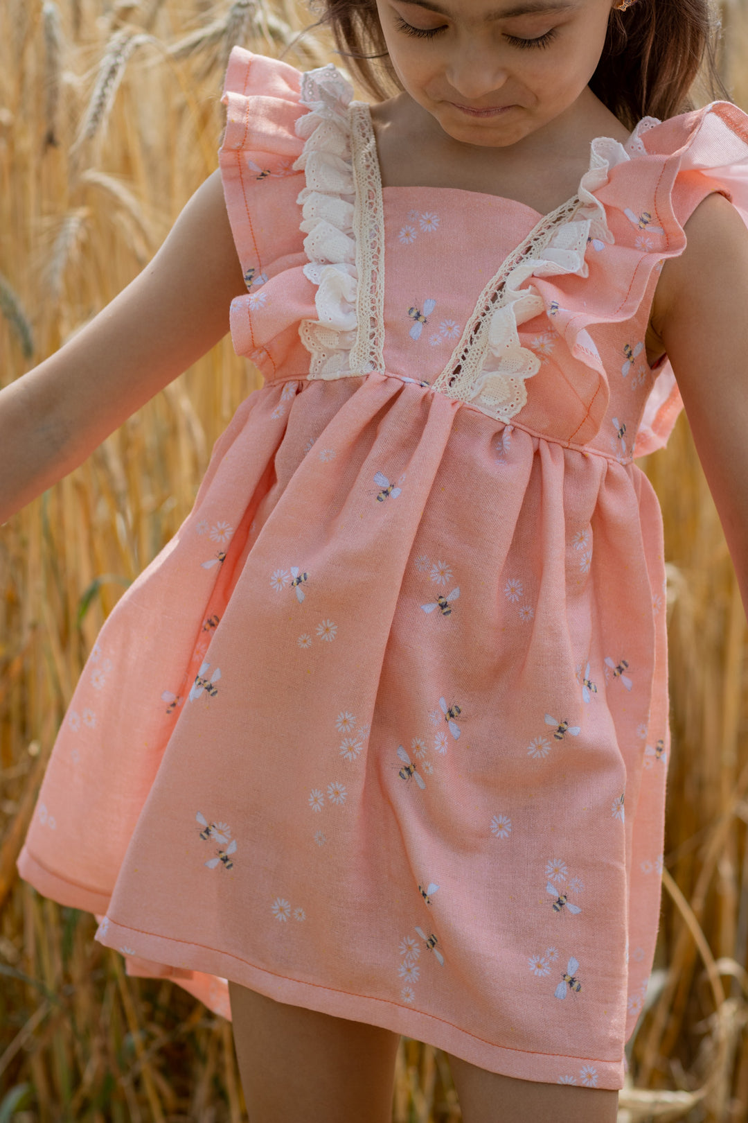Vorbestellung Bambusmusselin Bienen peach