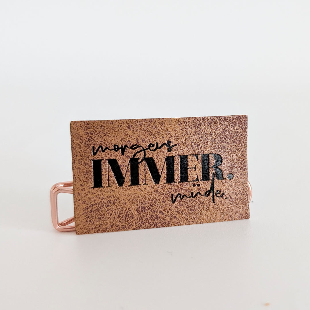 Kunstlederlabel "morgens müde"