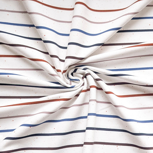 French Terry Konfetti Stripes Coffee Blue