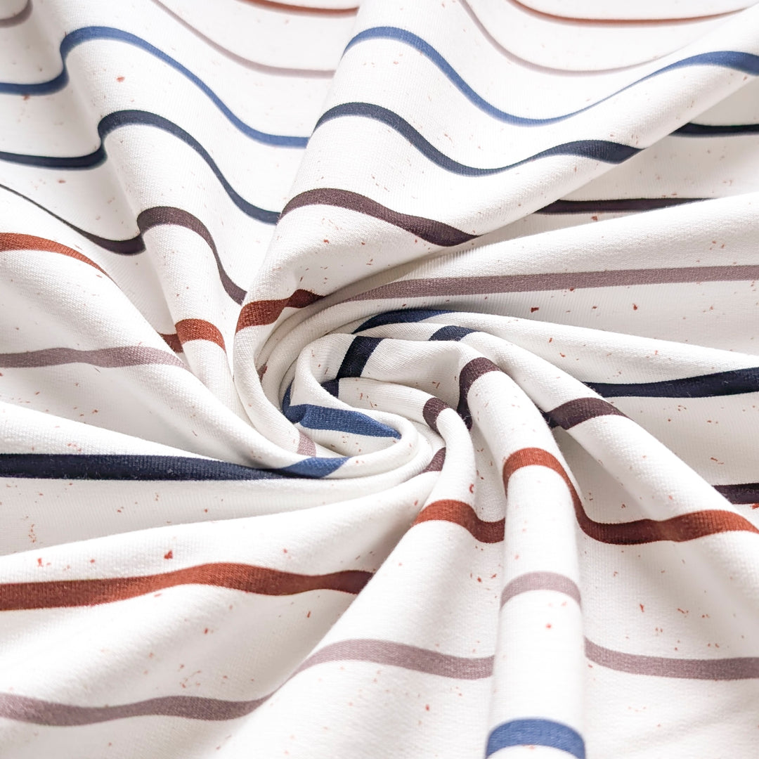French Terry Konfetti Stripes Coffee Blue