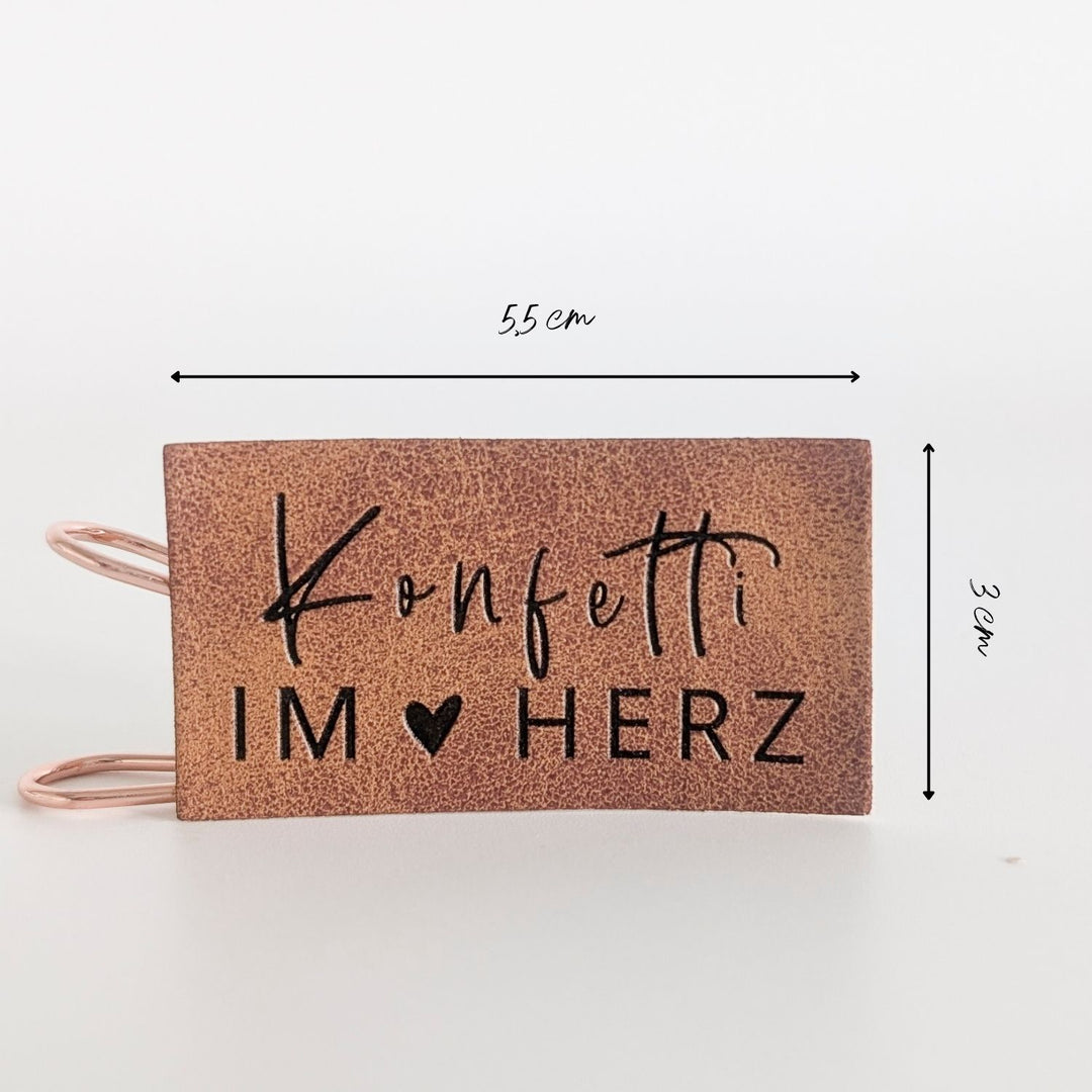 Kunstlederlabel "Konfetti im Herz"