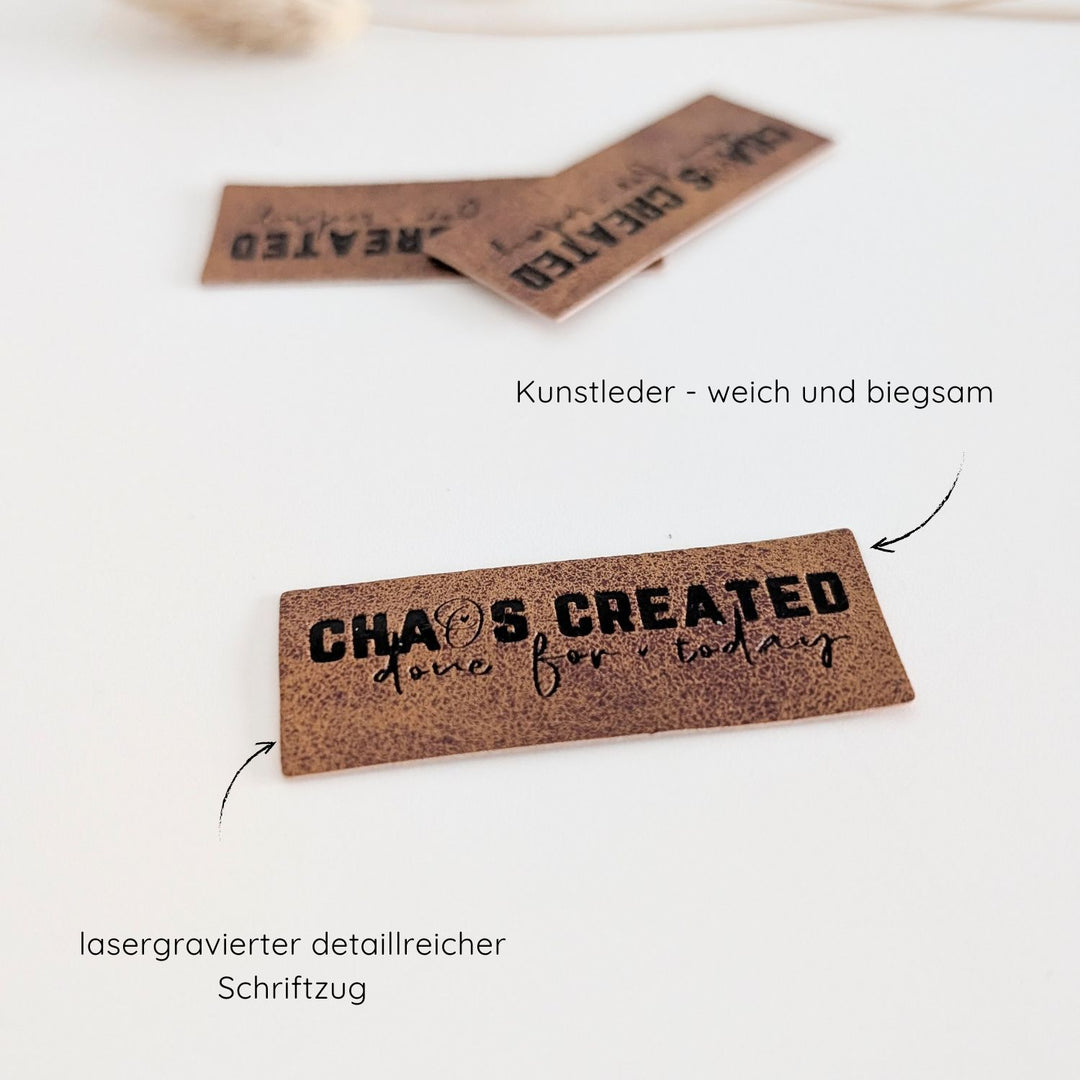 Kunstlederlabel "chaos created"