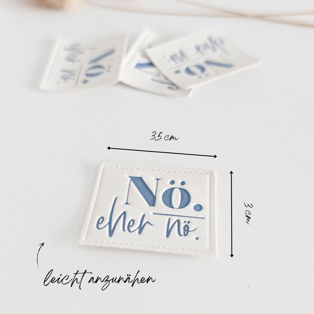 Kunstlederlabel weiß "Nö, eher nö"