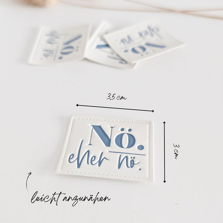 Kunstlederlabel weiß "Nö, eher nö"