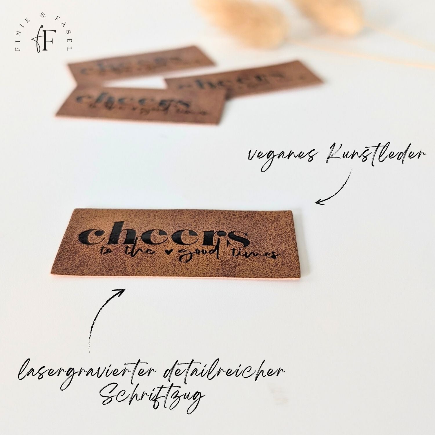 Kunstlederlabel "cheers to the good times"