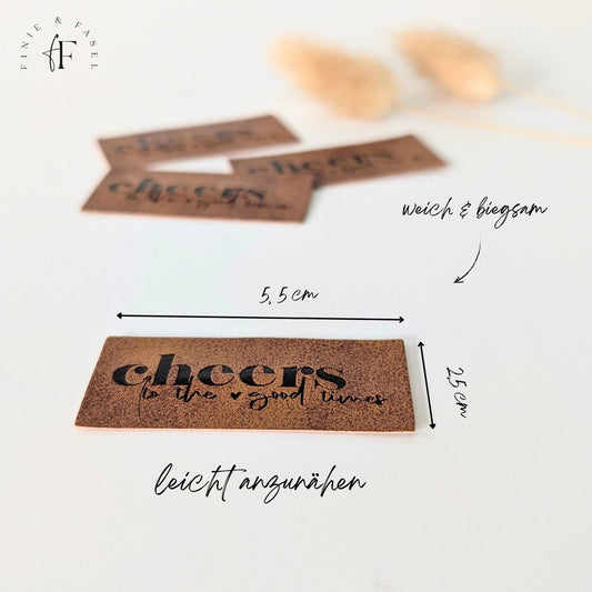Kunstlederlabel "cheers to the good times"