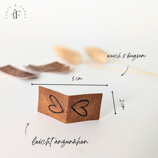 Kunstleder Klapplabel "Herz"