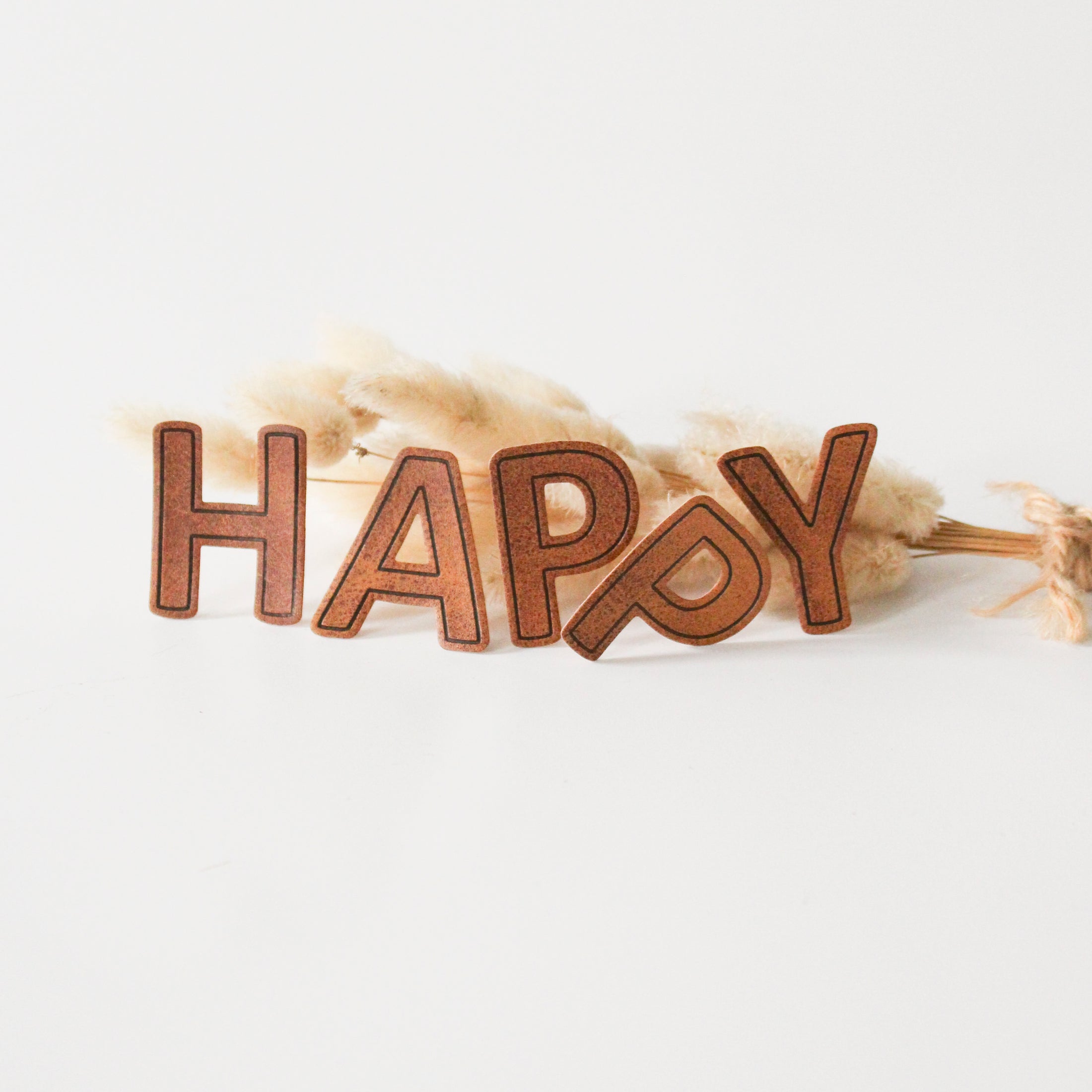 Kunstlederlabel Schriftzug "Happy"