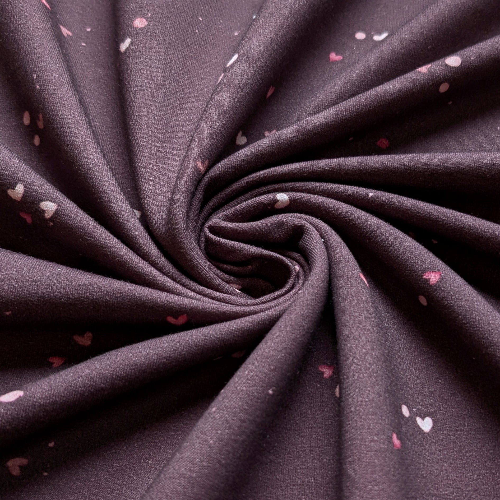 French Terry Mini Love brombeer