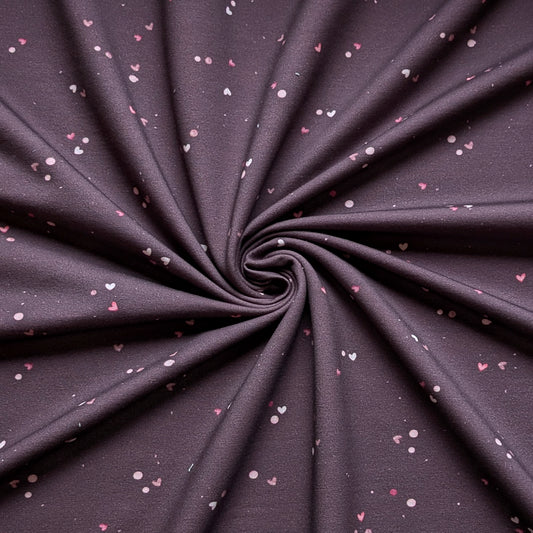 French Terry Mini Love brombeer