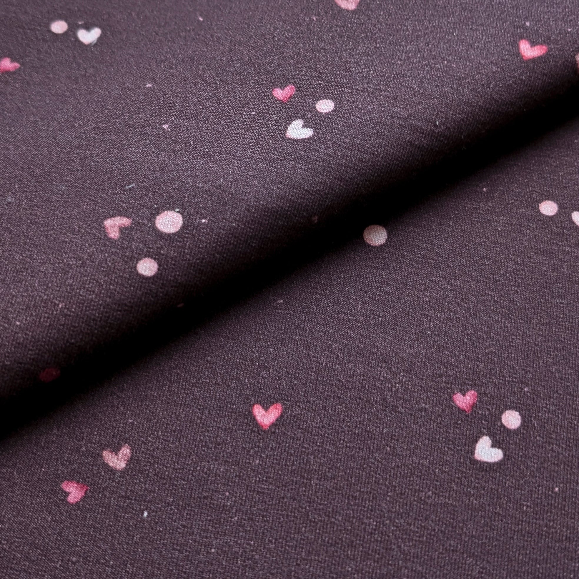 French Terry Mini Love brombeer