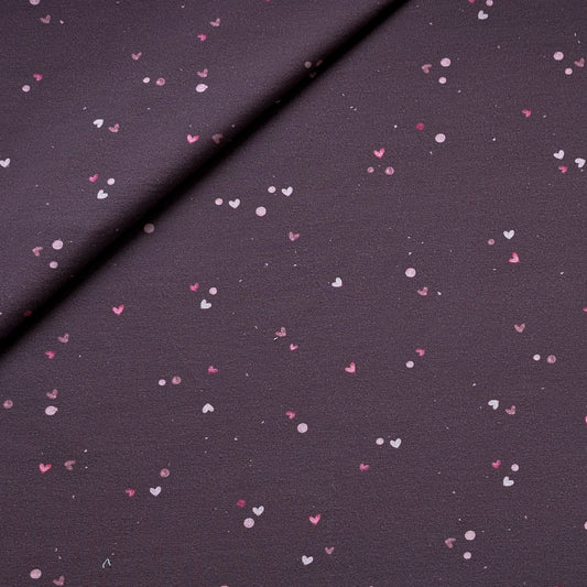 French Terry Mini Love brombeer