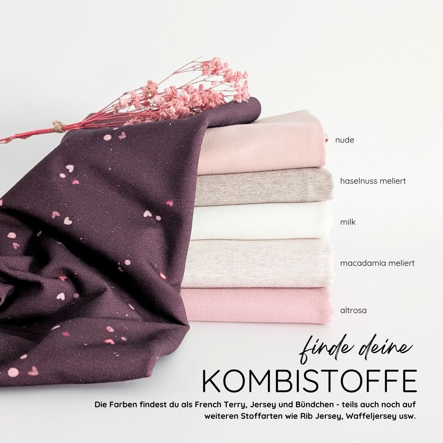 French Terry Mini Love brombeer