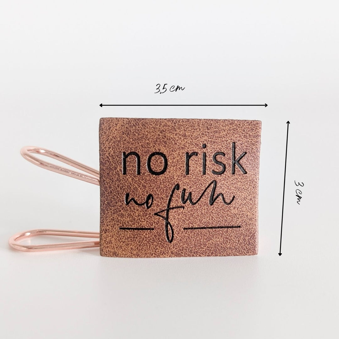 Kunstlederlabel "no risk, no fun"