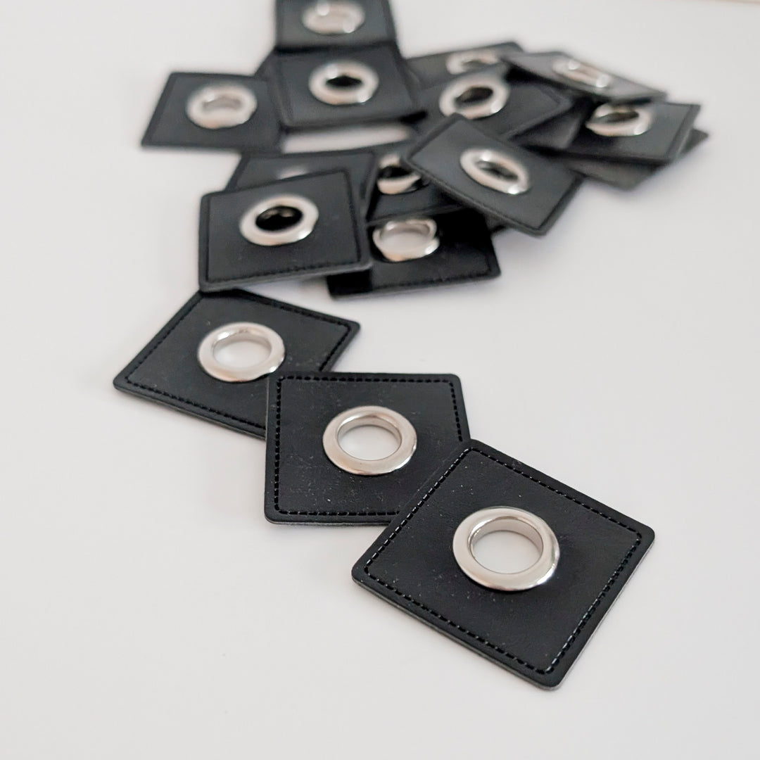 Ösenpatch Kunstleder schwarz