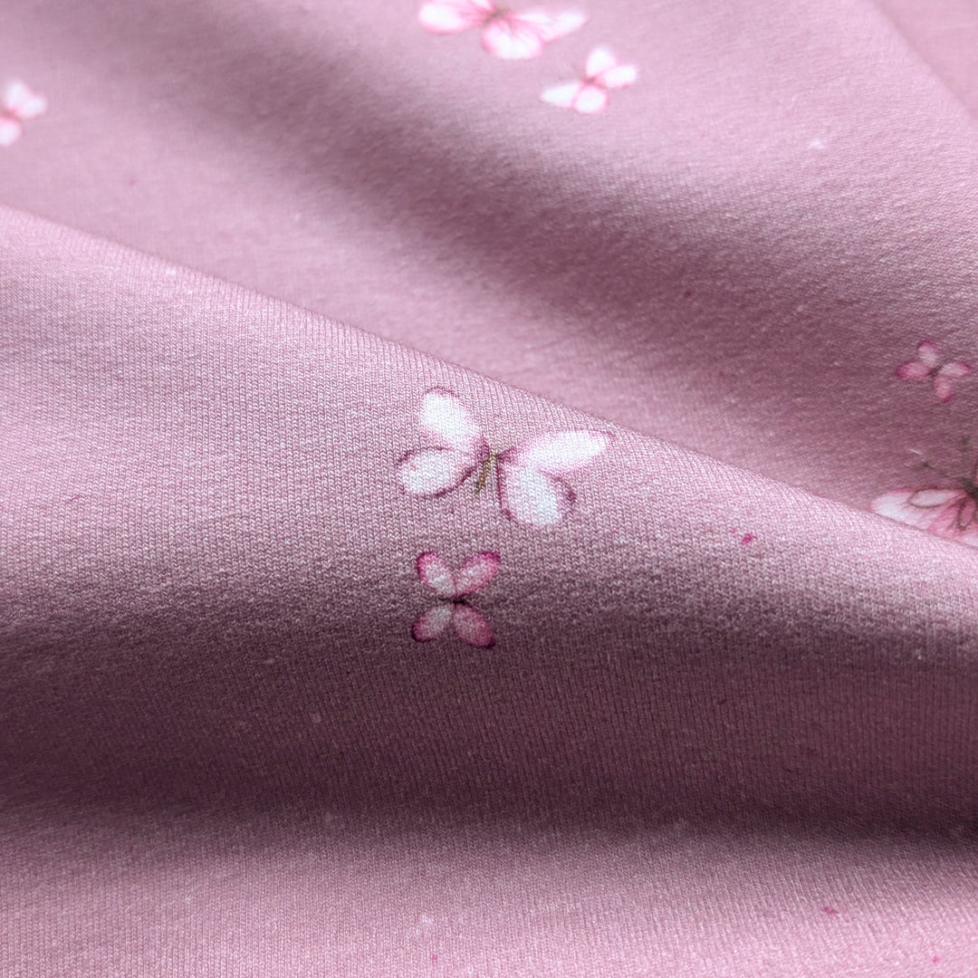 French Terry Schmetterlinge rosa