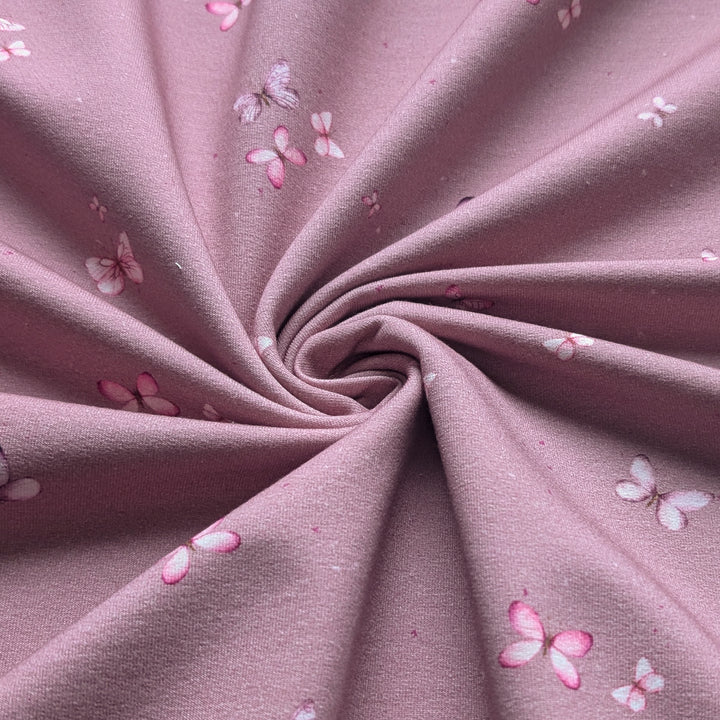 French Terry Schmetterlinge rosa