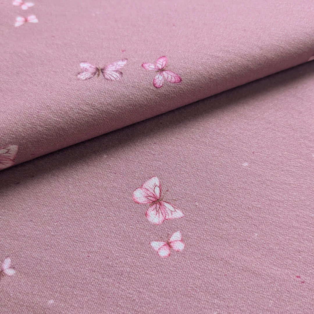 French Terry Schmetterlinge rosa