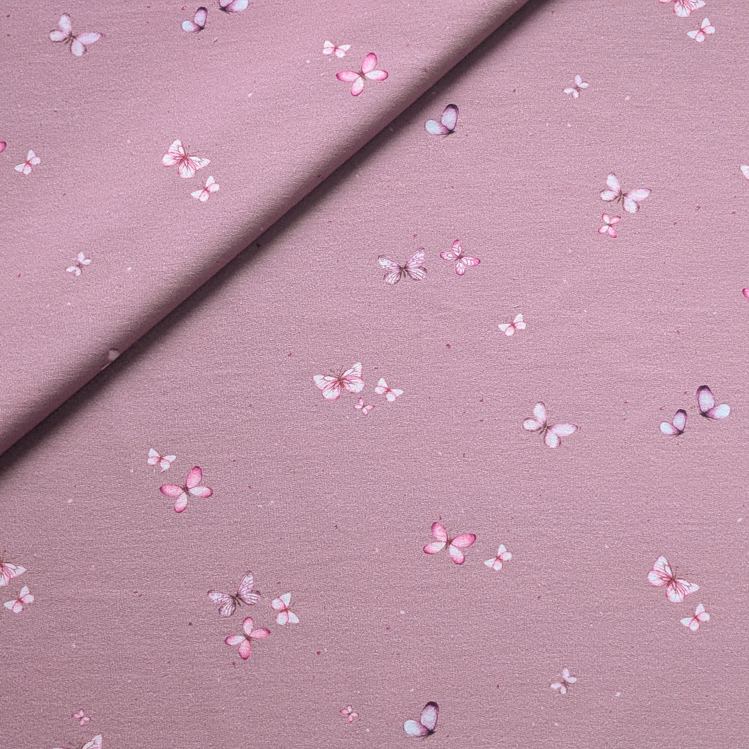 French Terry Schmetterlinge rosa